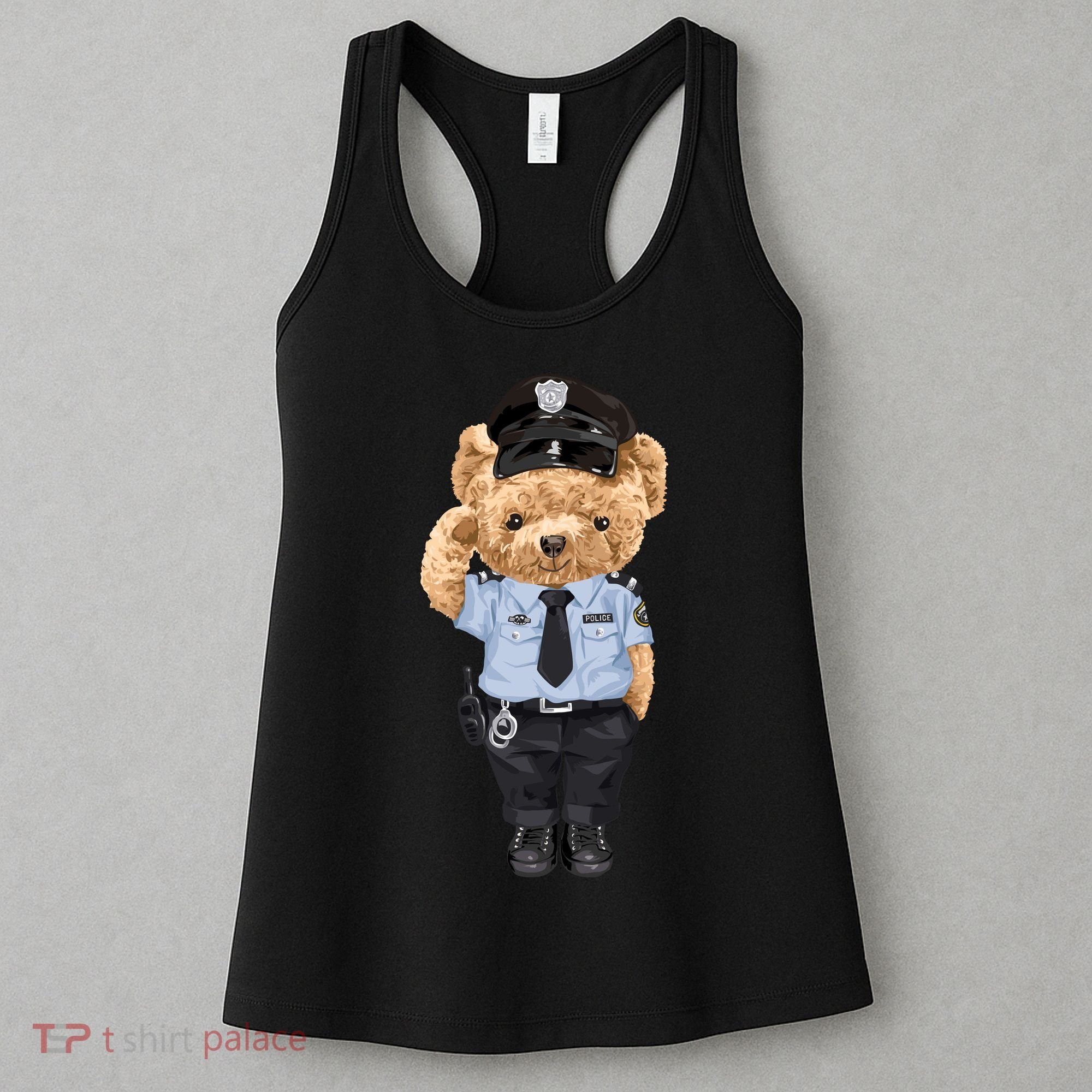 Cute Teddy Bear In Police Uniform Women's Tank Top