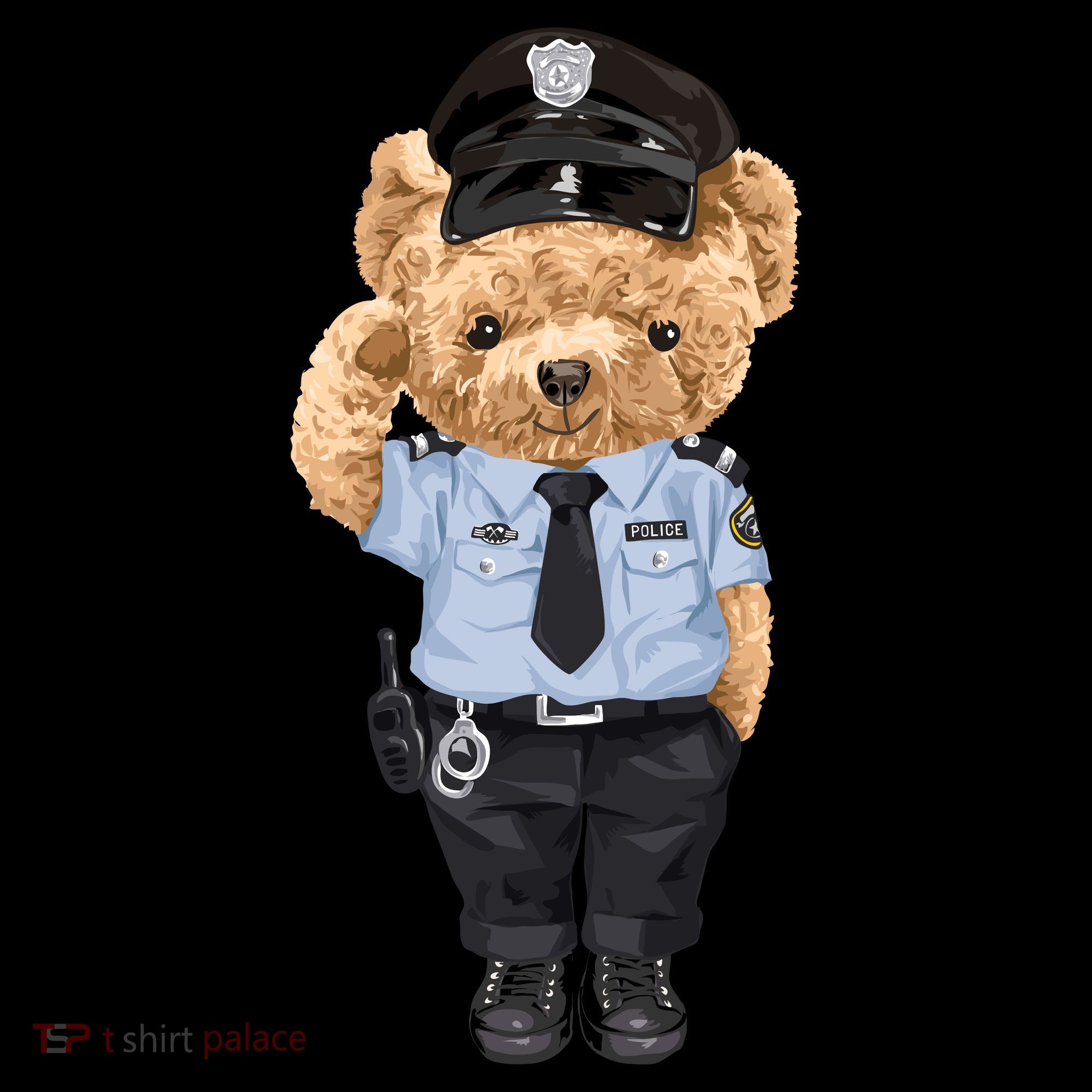 Cute Teddy Bear In Police Uniform Baby Bodysuit