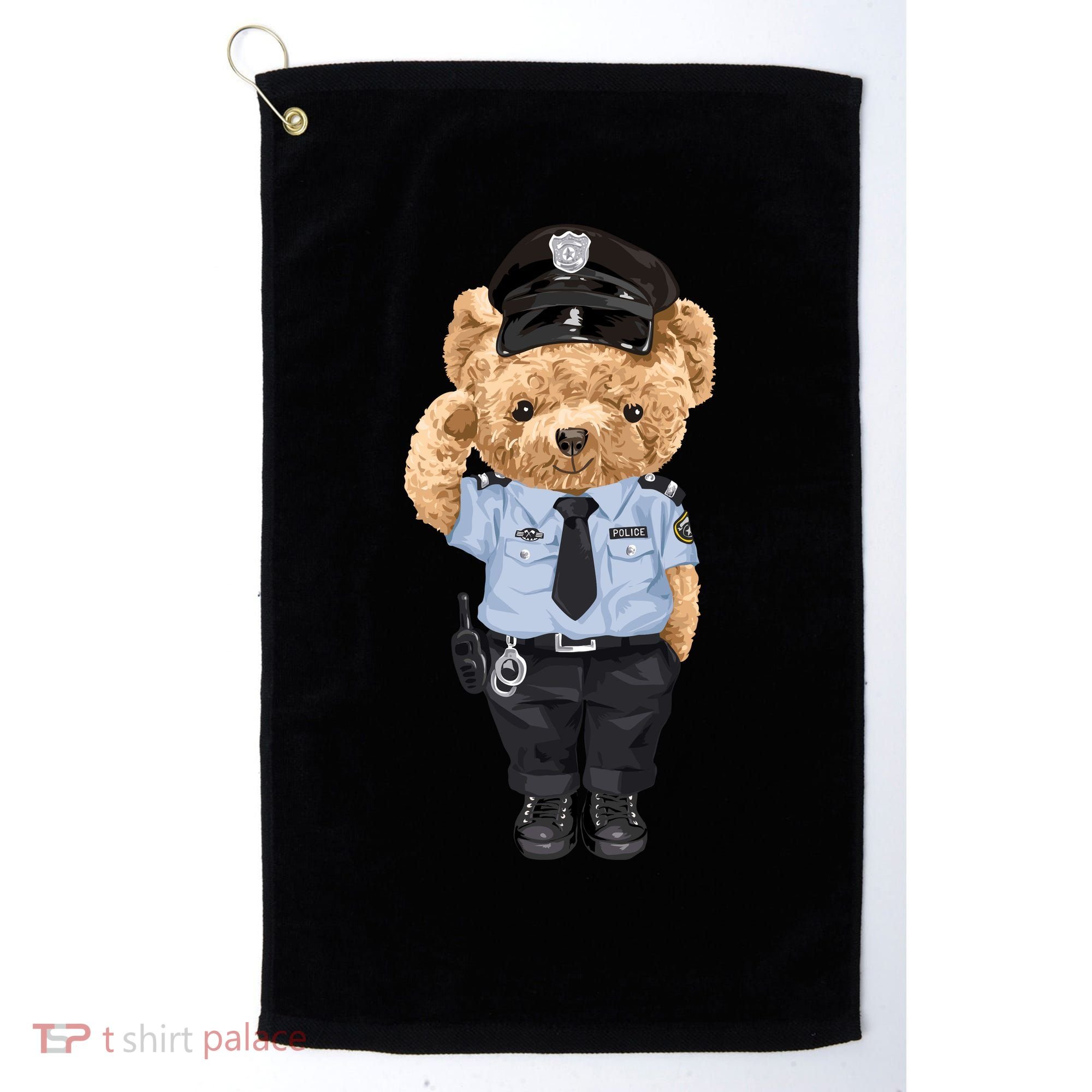 Cute Teddy Bear In Police Uniform Golf Towel