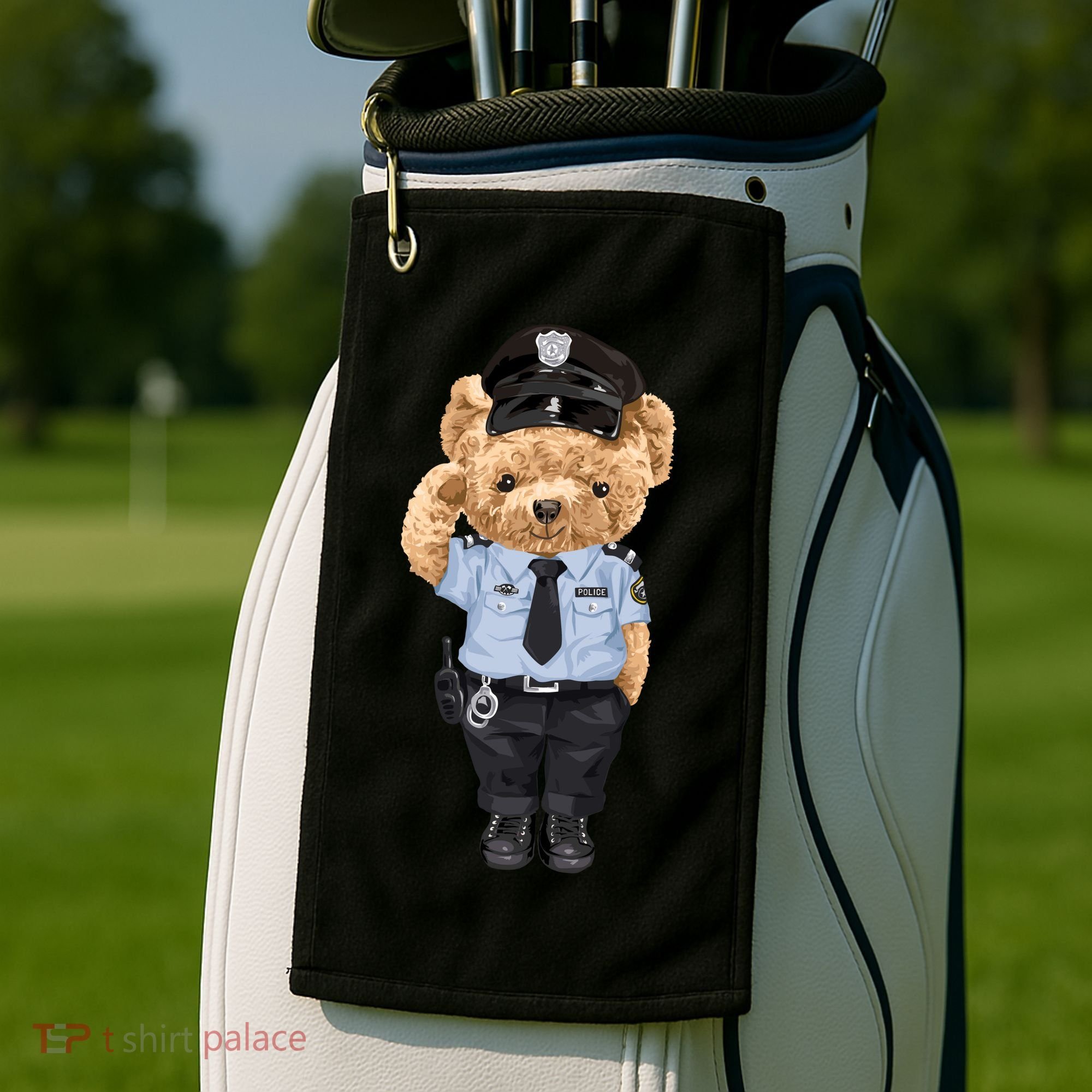 Cute Teddy Bear In Police Uniform Golf Towel