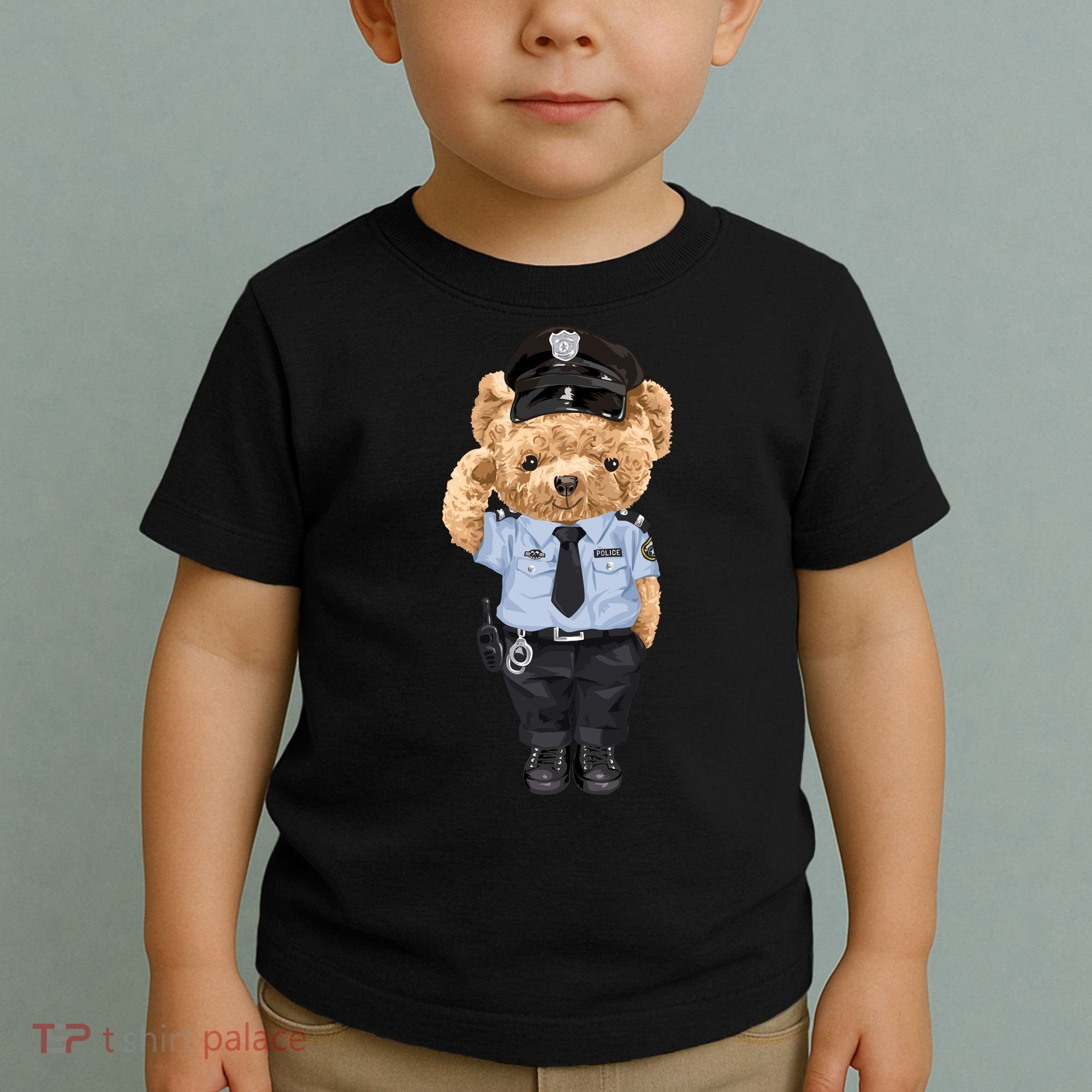 Cute Teddy Bear In Police Uniform Toddler T-Shirt