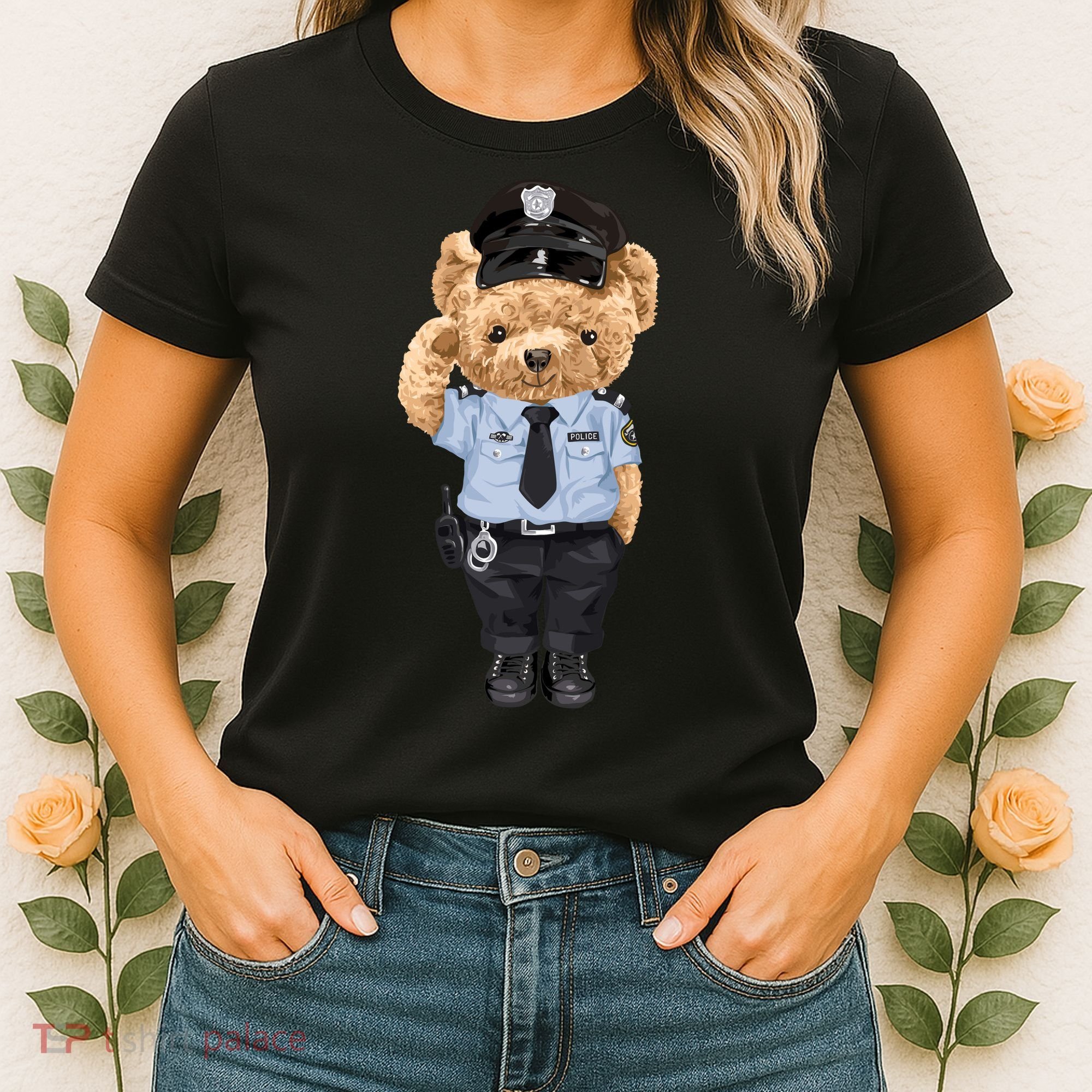 Cute Teddy Bear In Police Uniform Women's T-Shirt