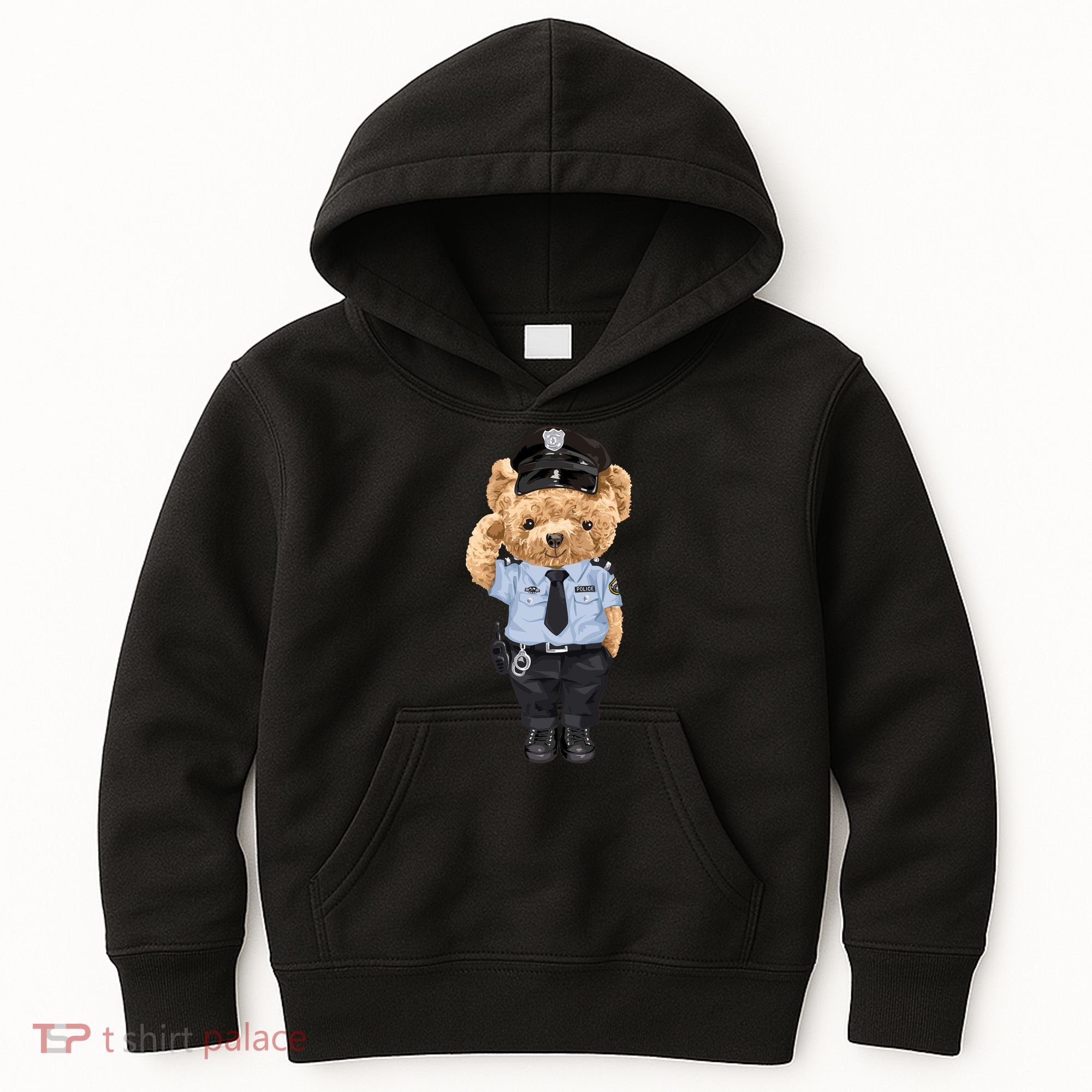 Cute Teddy Bear In Police Uniform Kids Hoodie