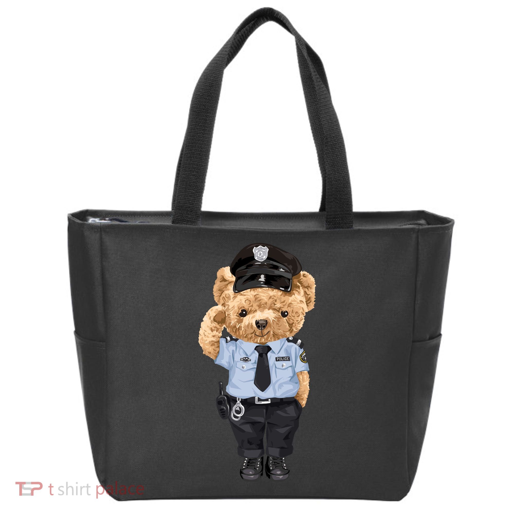 Cute Teddy Bear In Police Uniform Tote Bag