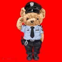 Cute Teddy Bear In Police Uniform Santa Hat thumb 1