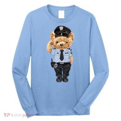 Cute Teddy Bear In Police Uniform Long Sleeve Shirt