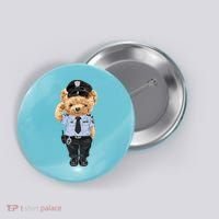 Cute Teddy Bear In Police Uniform Button thumb 0
