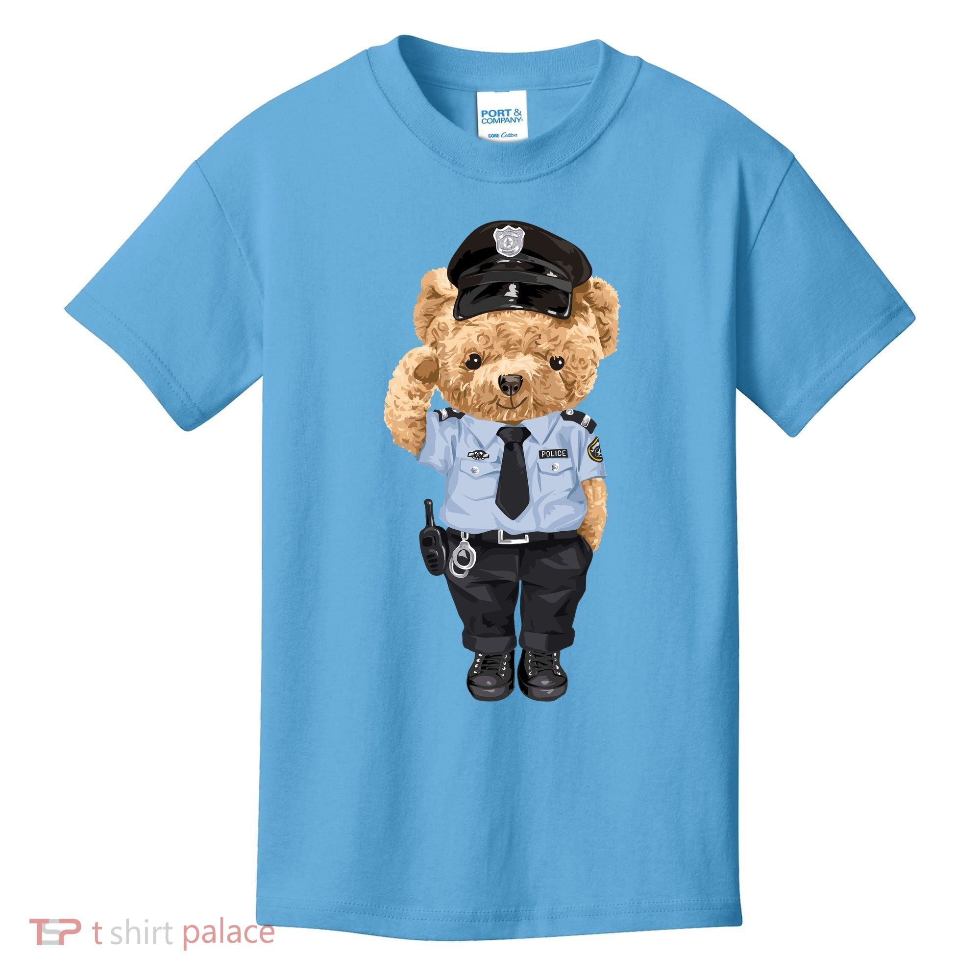 Cute Teddy Bear In Police Uniform Kids T-Shirt