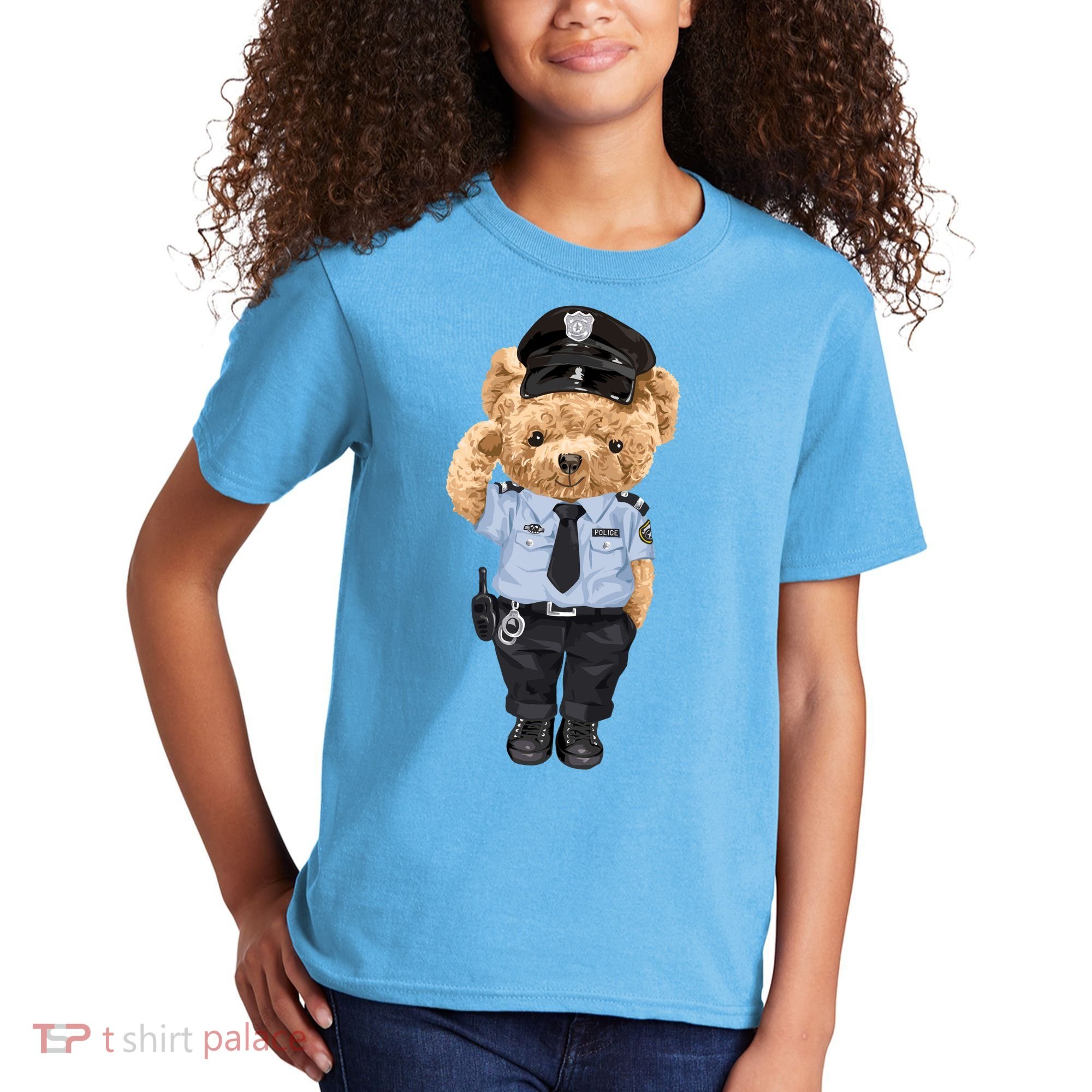 Cute Teddy Bear In Police Uniform Kids T-Shirt