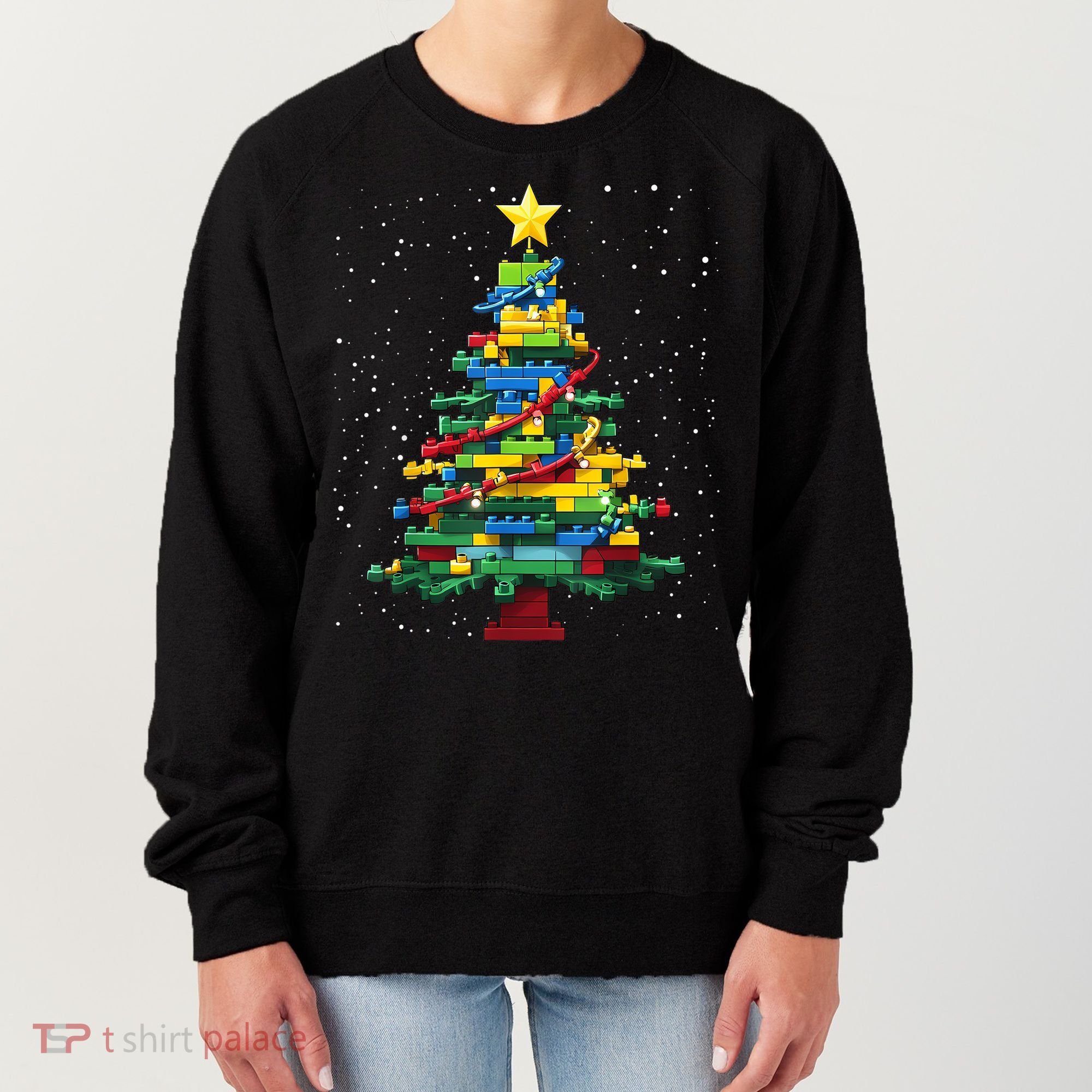 Christmaschristmas Tree Block Tree Block Brick Building Xmas Master Builder Women's Sweatshirt