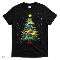 Christmaschristmas Tree Block Tree Block Brick Building Xmas Master Builder T-Shirt thumb 0