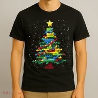 Christmaschristmas Tree Block Tree Block Brick Building Xmas Master Builder T-Shirt thumb 3