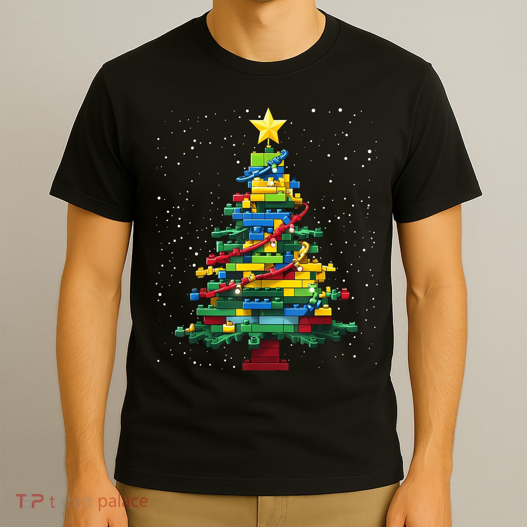 Christmaschristmas Tree Block Tree Block Brick Building Xmas Master Builder T-Shirt