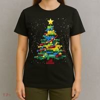 Christmaschristmas Tree Block Tree Block Brick Building Xmas Master Builder T-Shirt thumb 4