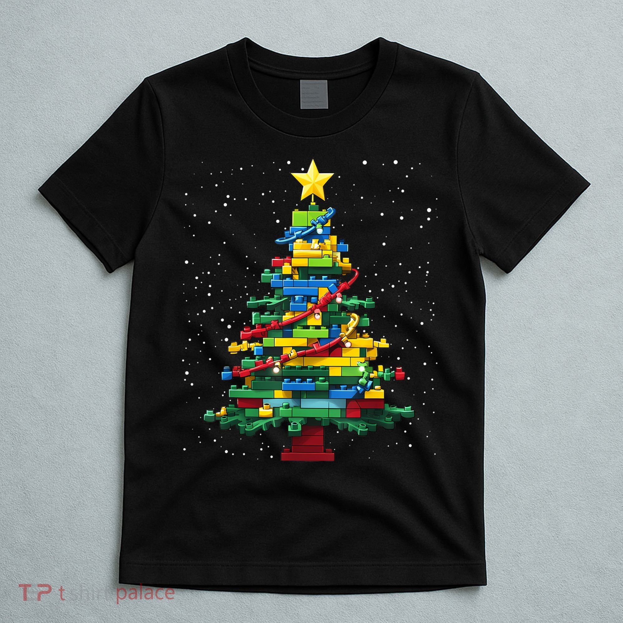 Christmaschristmas Tree Block Tree Block Brick Building Xmas Master Builder T-Shirt