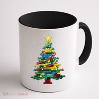 Christmaschristmas Tree Block Tree Block Brick Building Xmas Master Builder Coffee Mug thumb 1