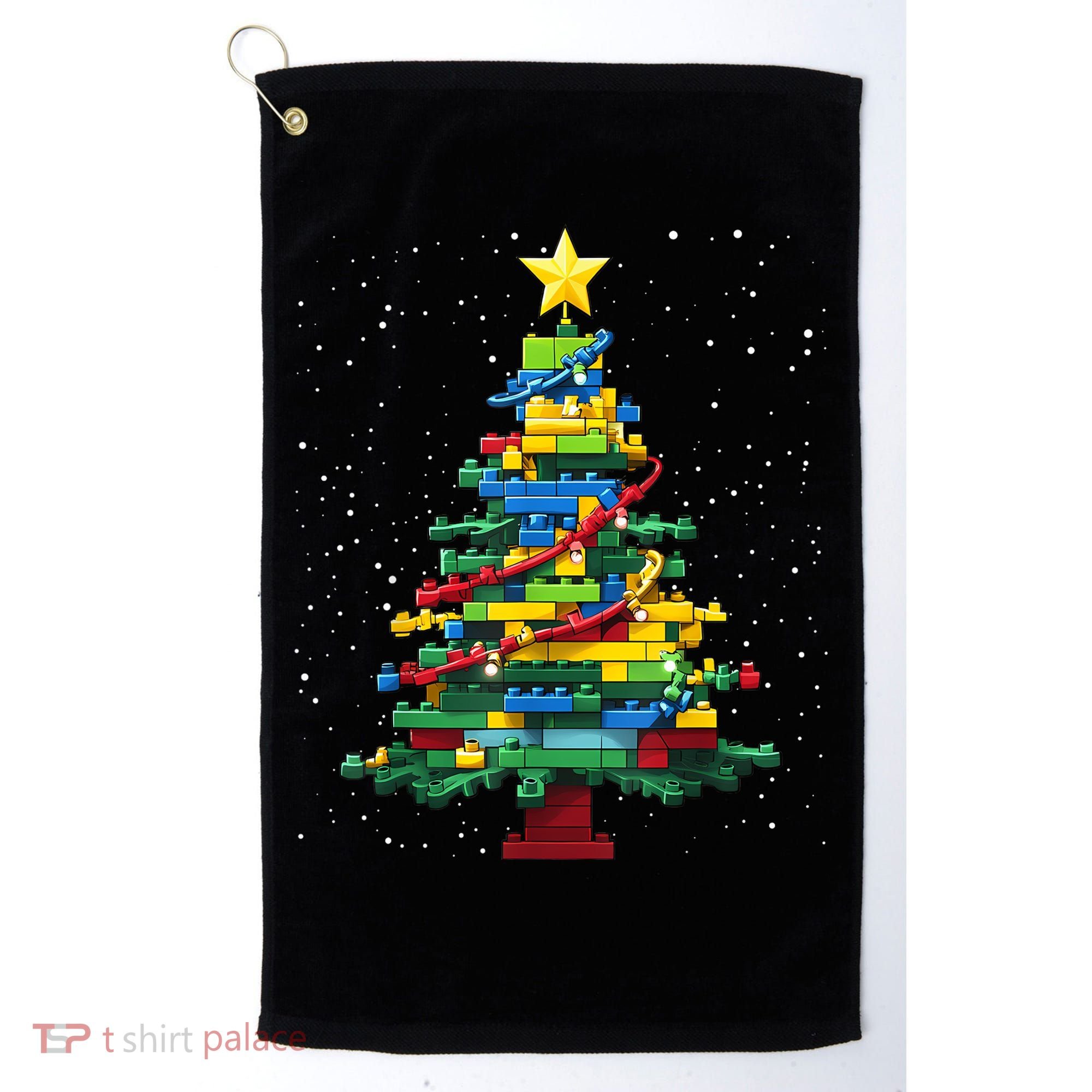 Christmaschristmas Tree Block Tree Block Brick Building Xmas Master Builder Golf Towel
