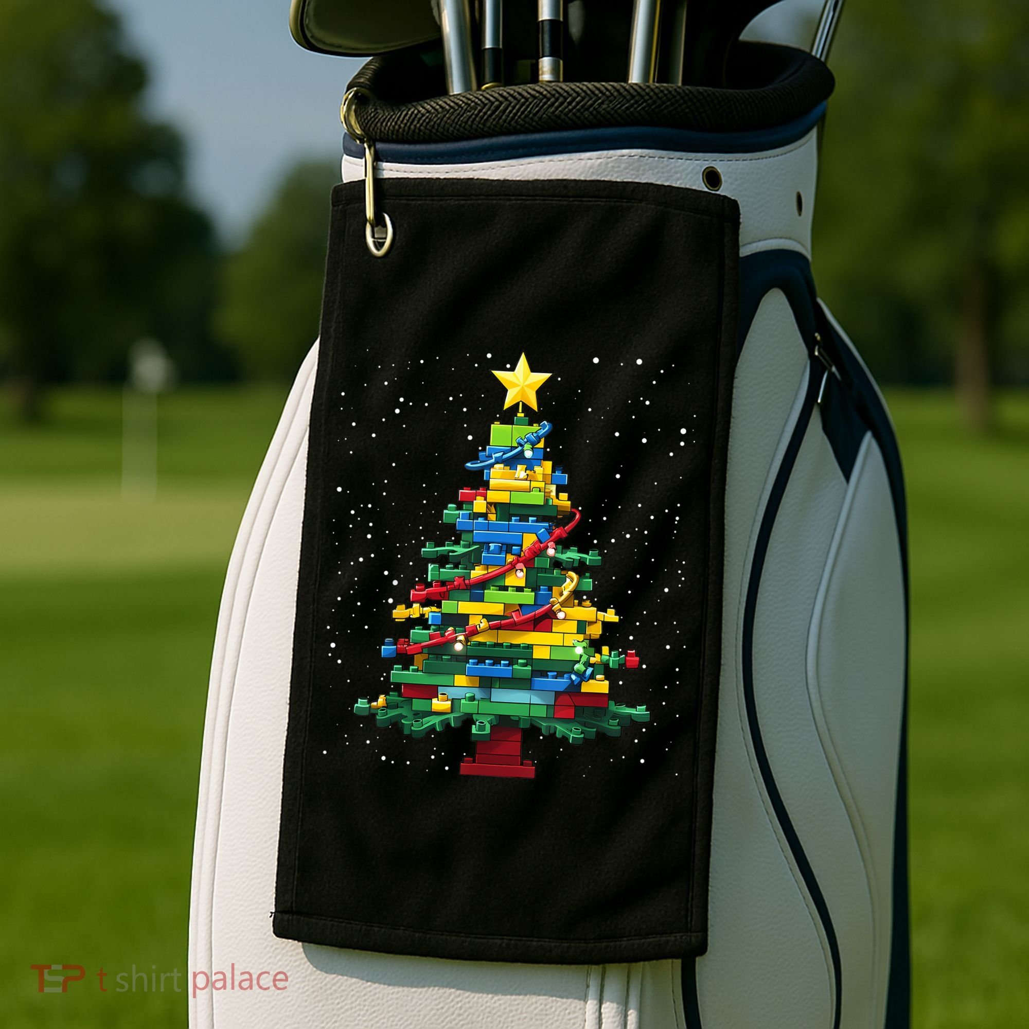 Christmaschristmas Tree Block Tree Block Brick Building Xmas Master Builder Golf Towel