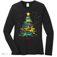 Christmaschristmas Tree Block Tree Block Brick Building Xmas Master Builder Women's Long Sleeve Shirt thumb 0