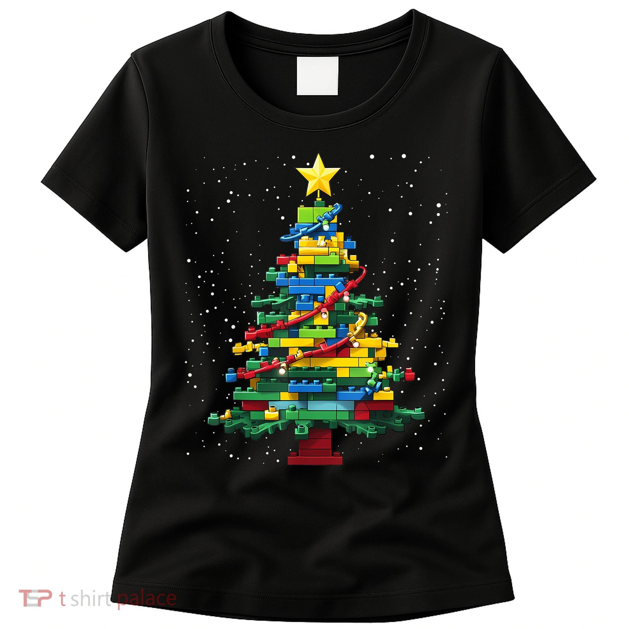 Christmaschristmas Tree Block Tree Block Brick Building Xmas Master Builder Women's T-Shirt