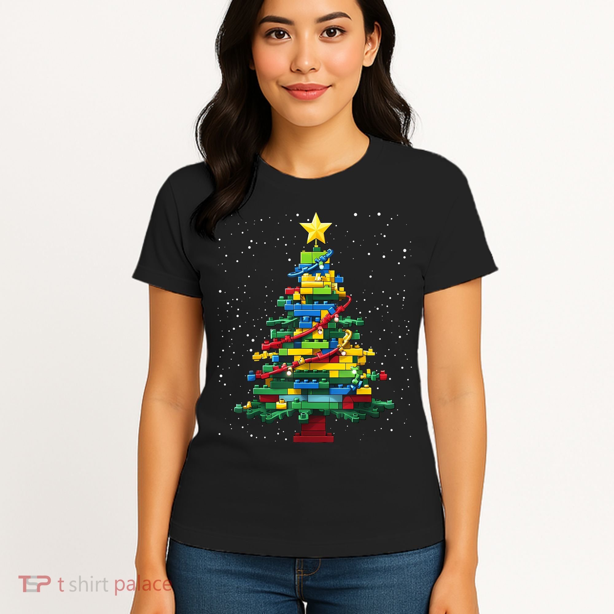 Christmaschristmas Tree Block Tree Block Brick Building Xmas Master Builder Women's T-Shirt