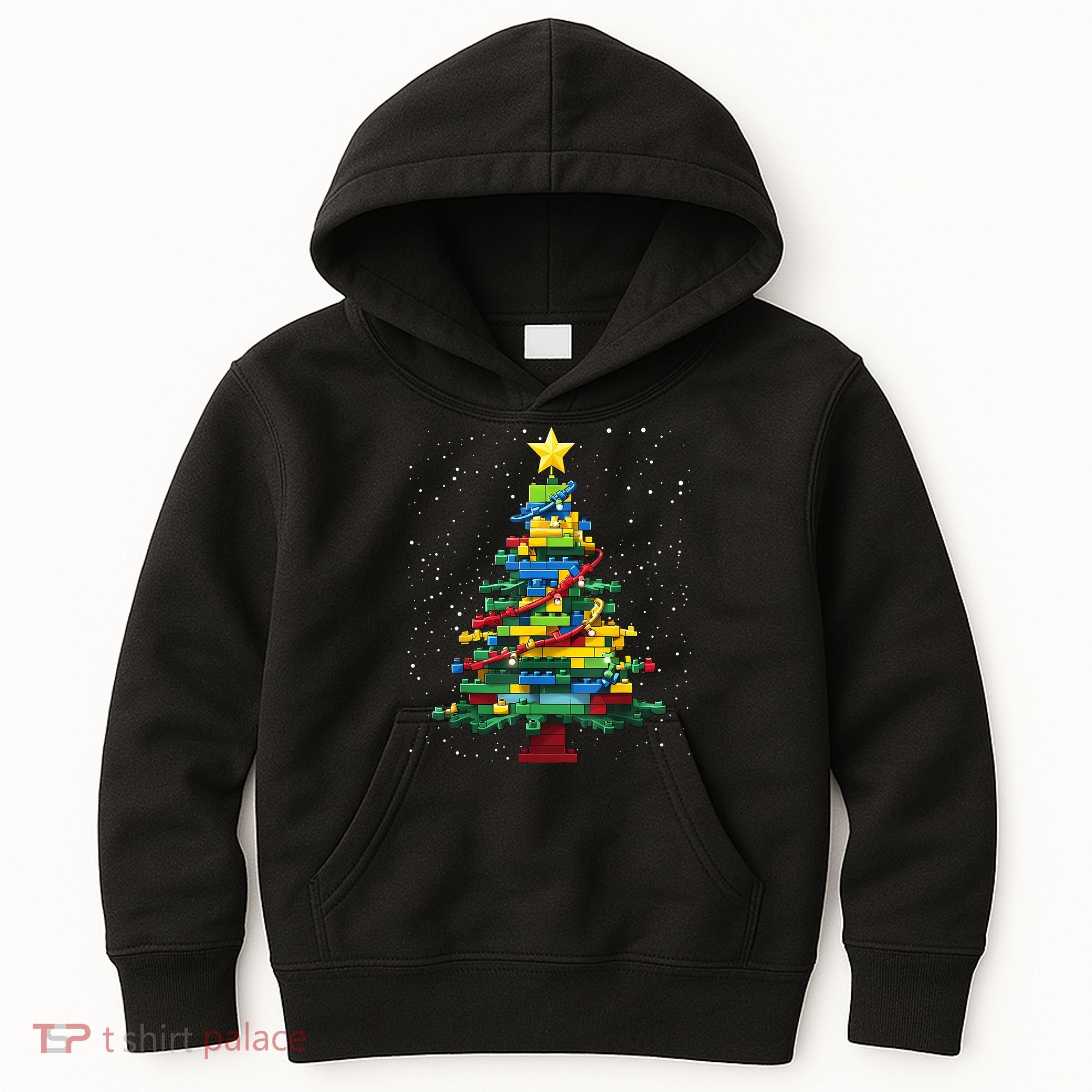 Christmaschristmas Tree Block Tree Block Brick Building Xmas Master Builder Kids Hoodie