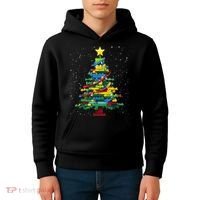 Christmaschristmas Tree Block Tree Block Brick Building Xmas Master Builder Kids Hoodie thumb 4