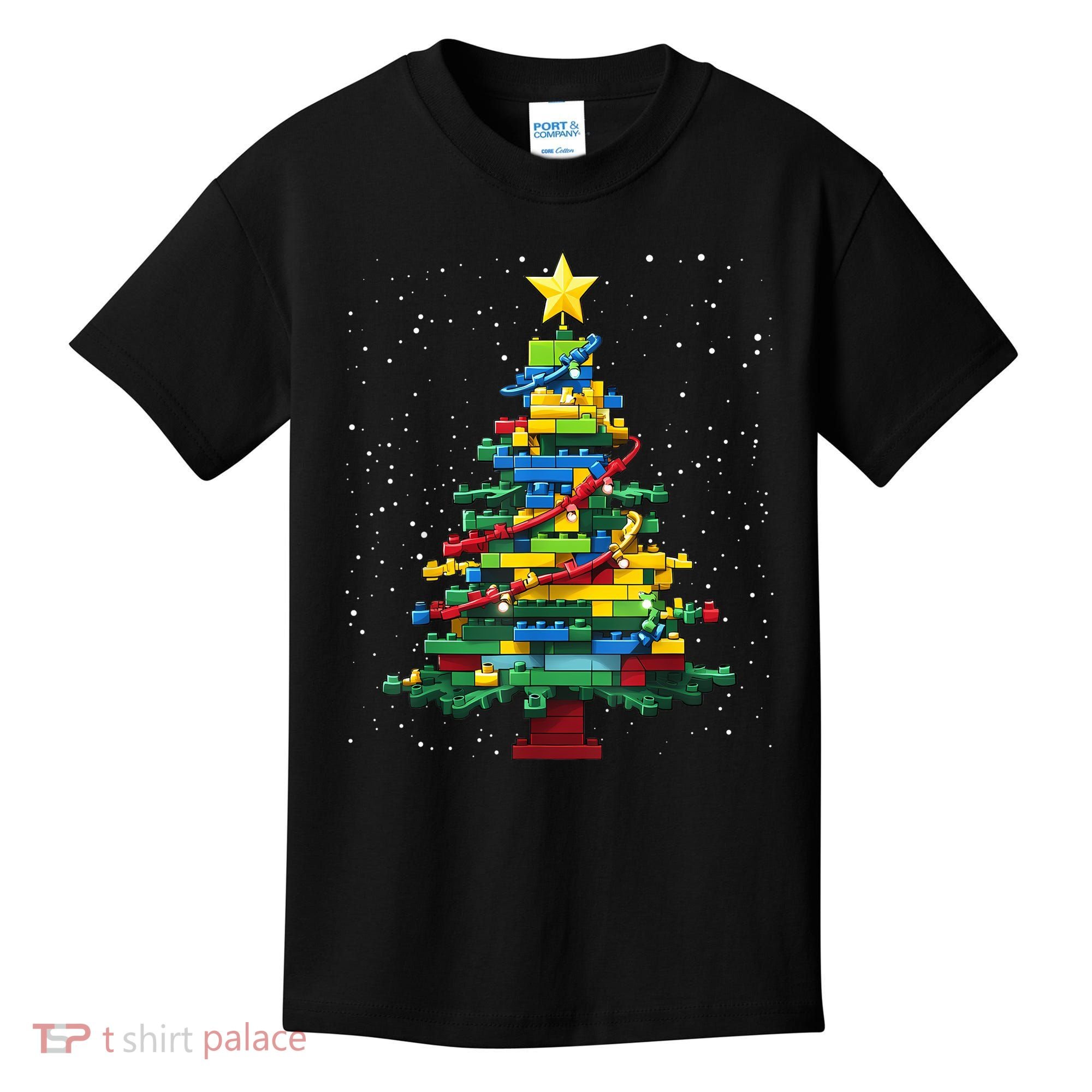 Christmaschristmas Tree Block Tree Block Brick Building Xmas Master Builder Kids T-Shirt