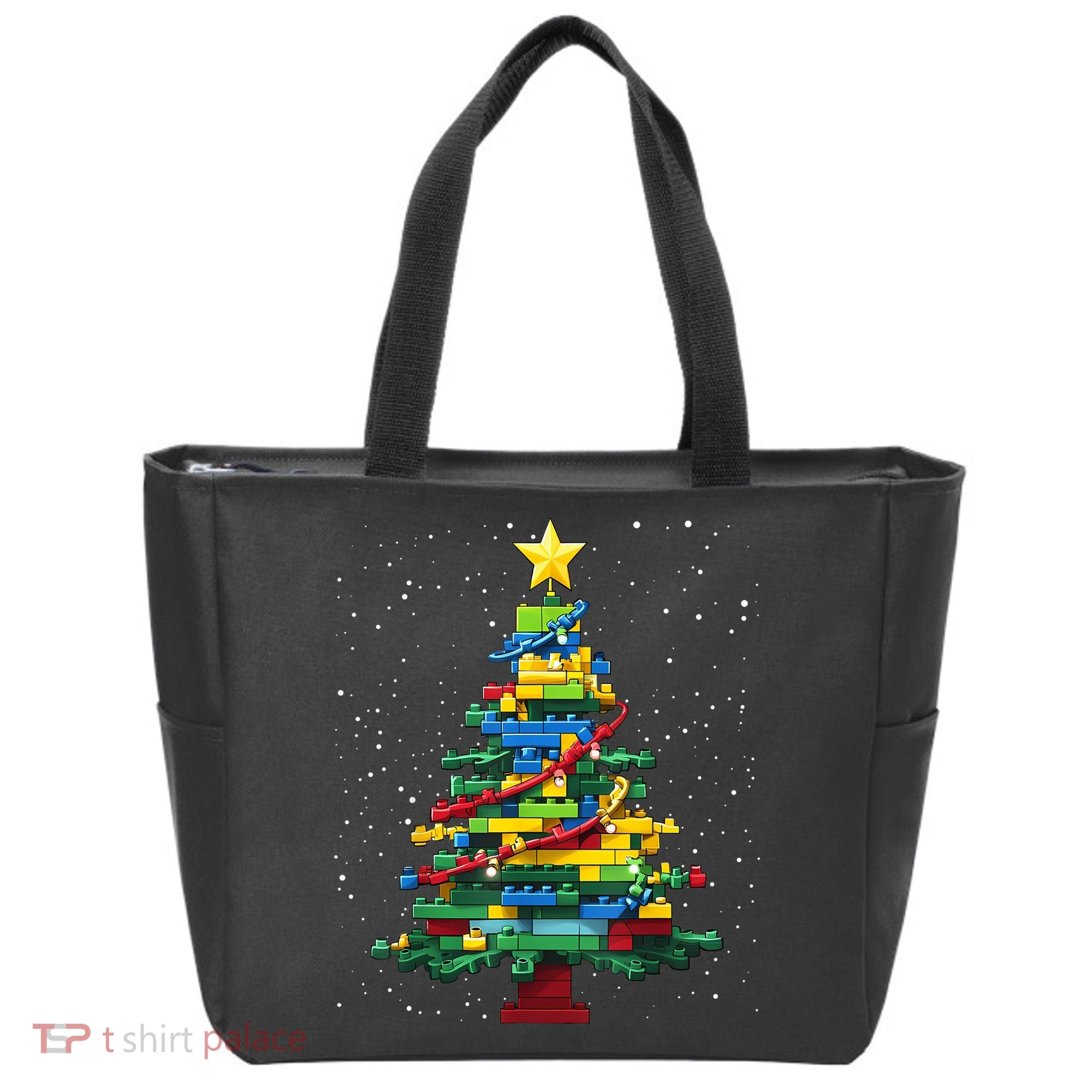 Christmaschristmas Tree Block Tree Block Brick Building Xmas Master Builder Tote Bag