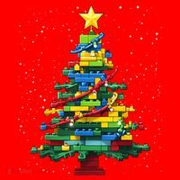 Christmaschristmas Tree Block Tree Block Brick Building Xmas Master Builder Santa Hat thumb 1