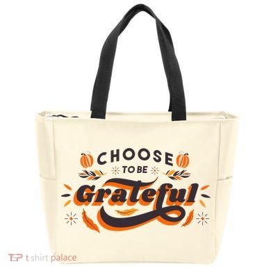 Choose To Be Grateful Pumpkin Tote Bag