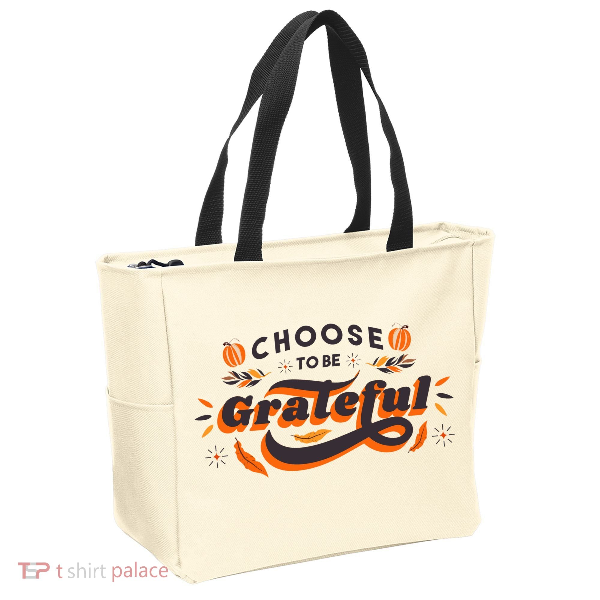 Choose To Be Grateful Pumpkin Tote Bag