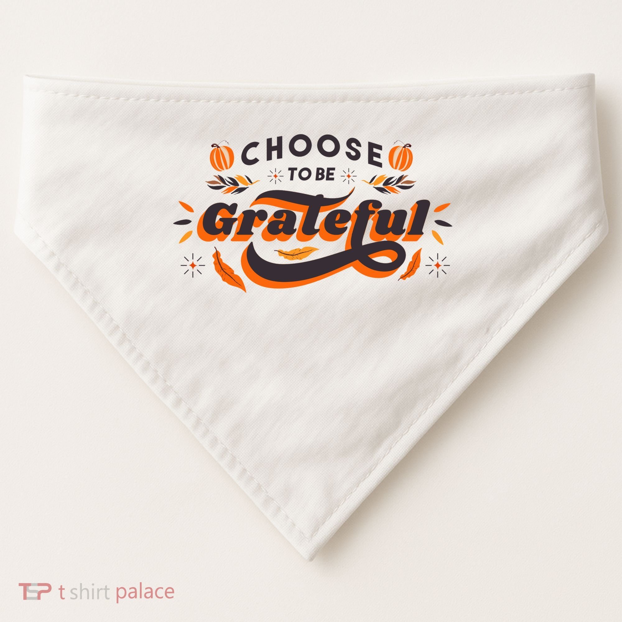 Choose To Be Grateful Pumpkin USA-Made Doggie Bandana