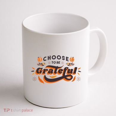 Choose To Be Grateful Pumpkin Coffee Mug back