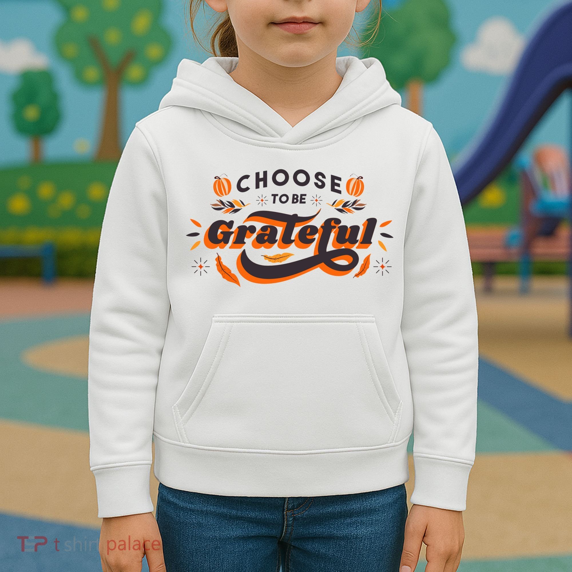 Choose To Be Grateful Pumpkin Kids Hoodie