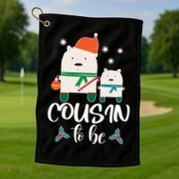 Cousin To Be Polar Bear Christmas Shower Cool Gift Golf Towel thumb 1