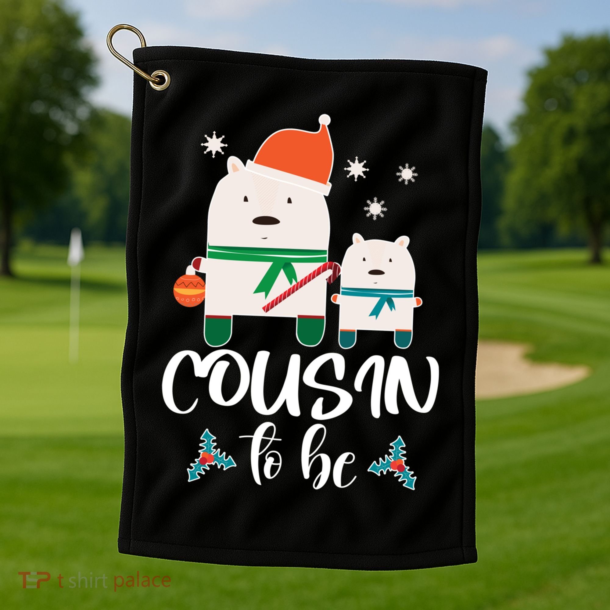 Cousin To Be Polar Bear Christmas Shower Cool Gift Golf Towel