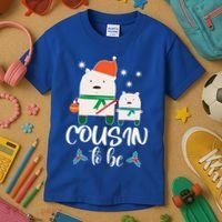 Cousin To Be Polar Bear Christmas Shower Cool Gift Kids T-Shirt thumb 3