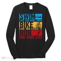 Cool Triathlon Boat Swim Bike Run Triathlete Long Sleeve Shirt thumb 0