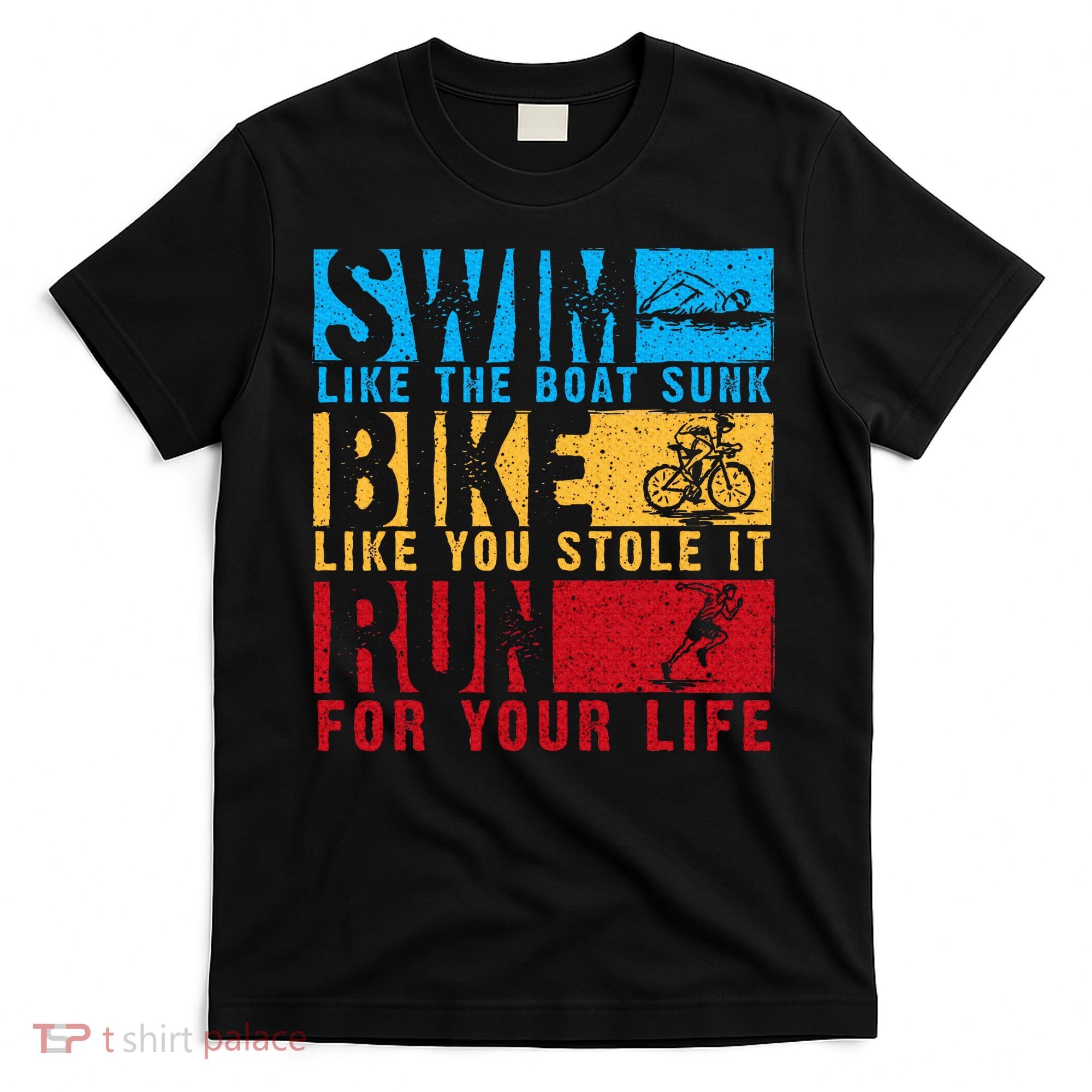 Cool Triathlon Boat Swim Bike Run Triathlete T-Shirt