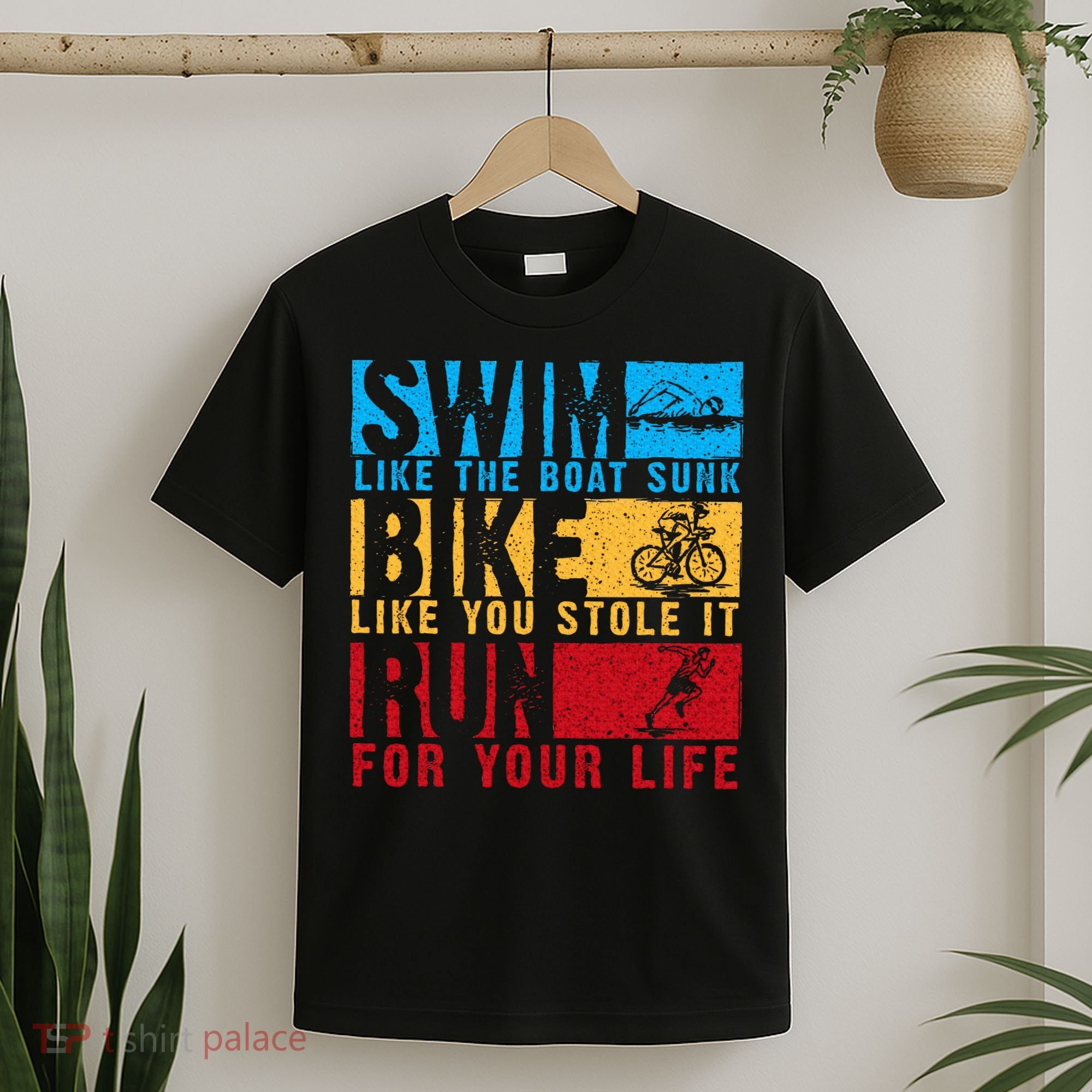 Cool Triathlon Boat Swim Bike Run Triathlete T-Shirt