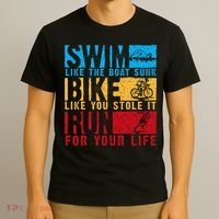 Cool Triathlon Boat Swim Bike Run Triathlete T-Shirt thumb 3