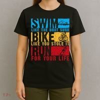 Cool Triathlon Boat Swim Bike Run Triathlete T-Shirt thumb 4