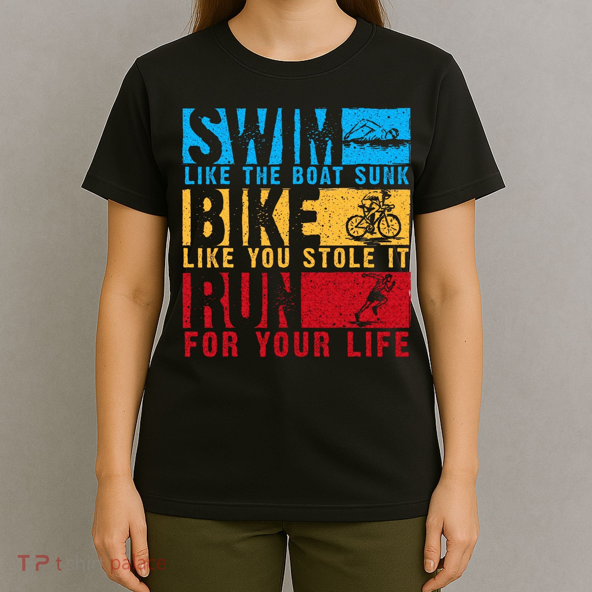 Cool Triathlon Boat Swim Bike Run Triathlete T-Shirt
