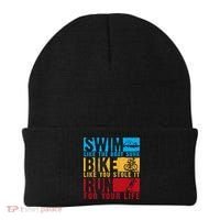 Cool Triathlon Boat Swim Bike Run Triathlete Beanie thumb 0