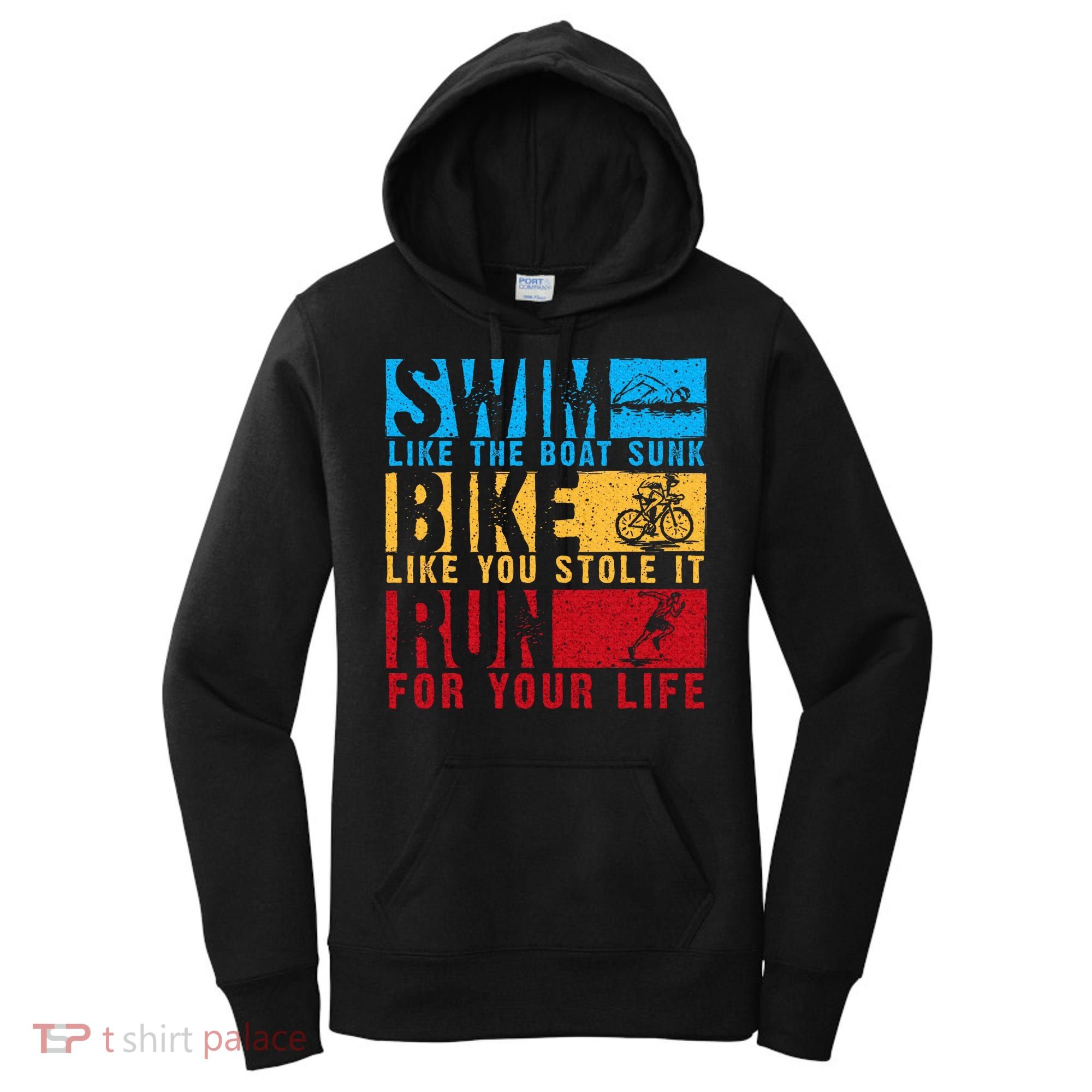 Cool Triathlon Boat Swim Bike Run Triathlete Women's Hoodie