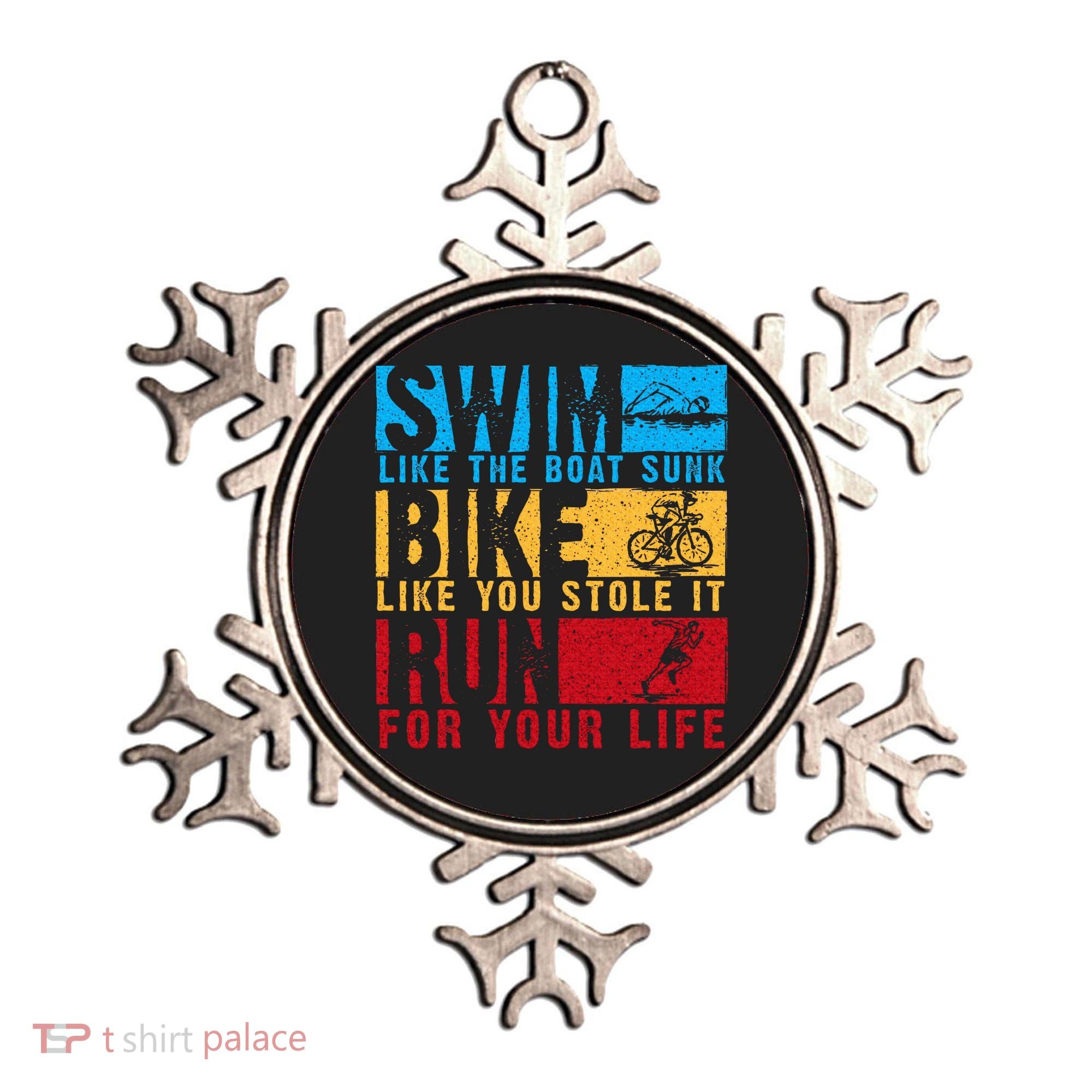Cool Triathlon Boat Swim Bike Run Triathlete Ornament
