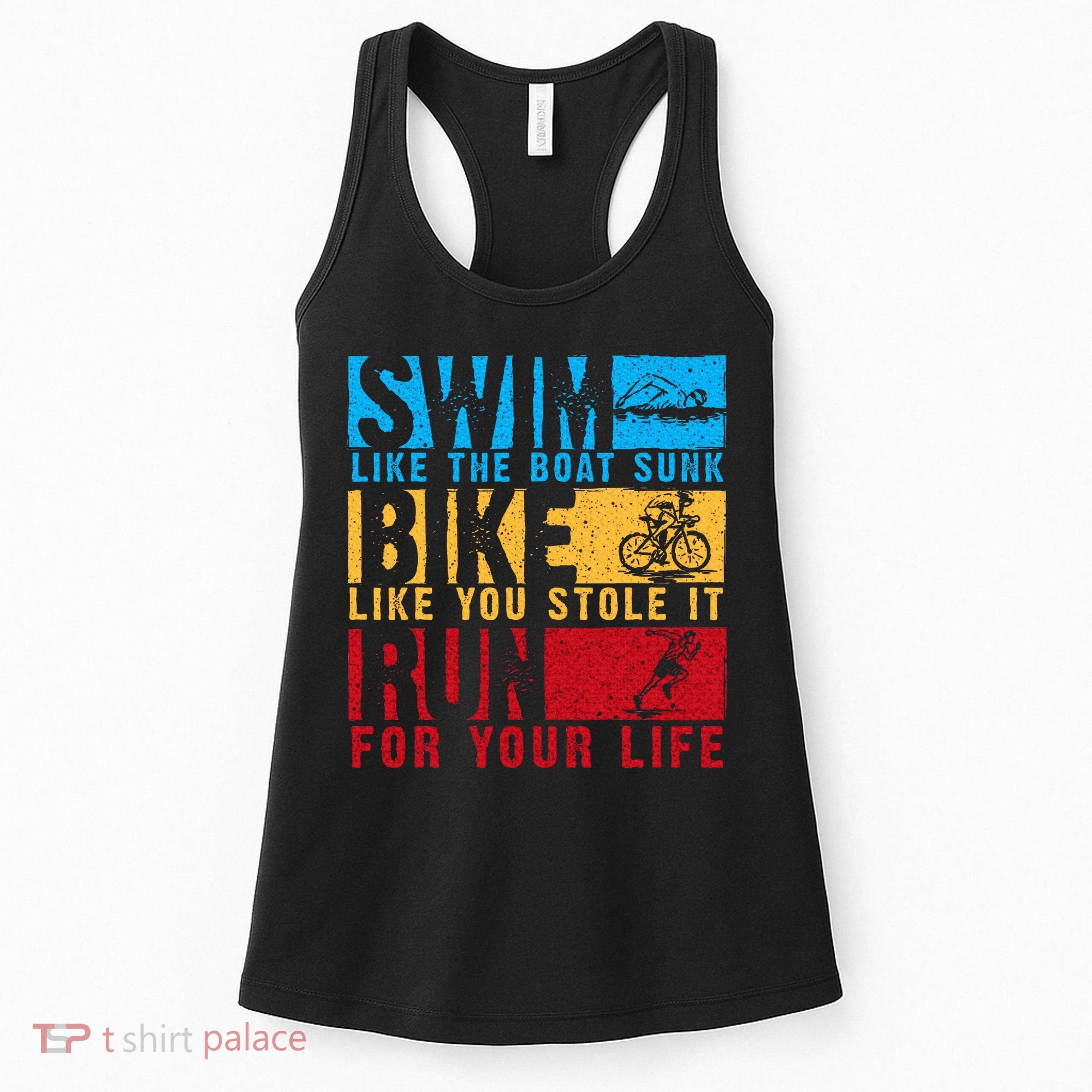Cool Triathlon Boat Swim Bike Run Triathlete Women's Tank Top