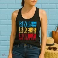 Cool Triathlon Boat Swim Bike Run Triathlete Women's Tank Top thumb 2