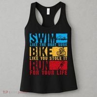 Cool Triathlon Boat Swim Bike Run Triathlete Women's Tank Top thumb 3